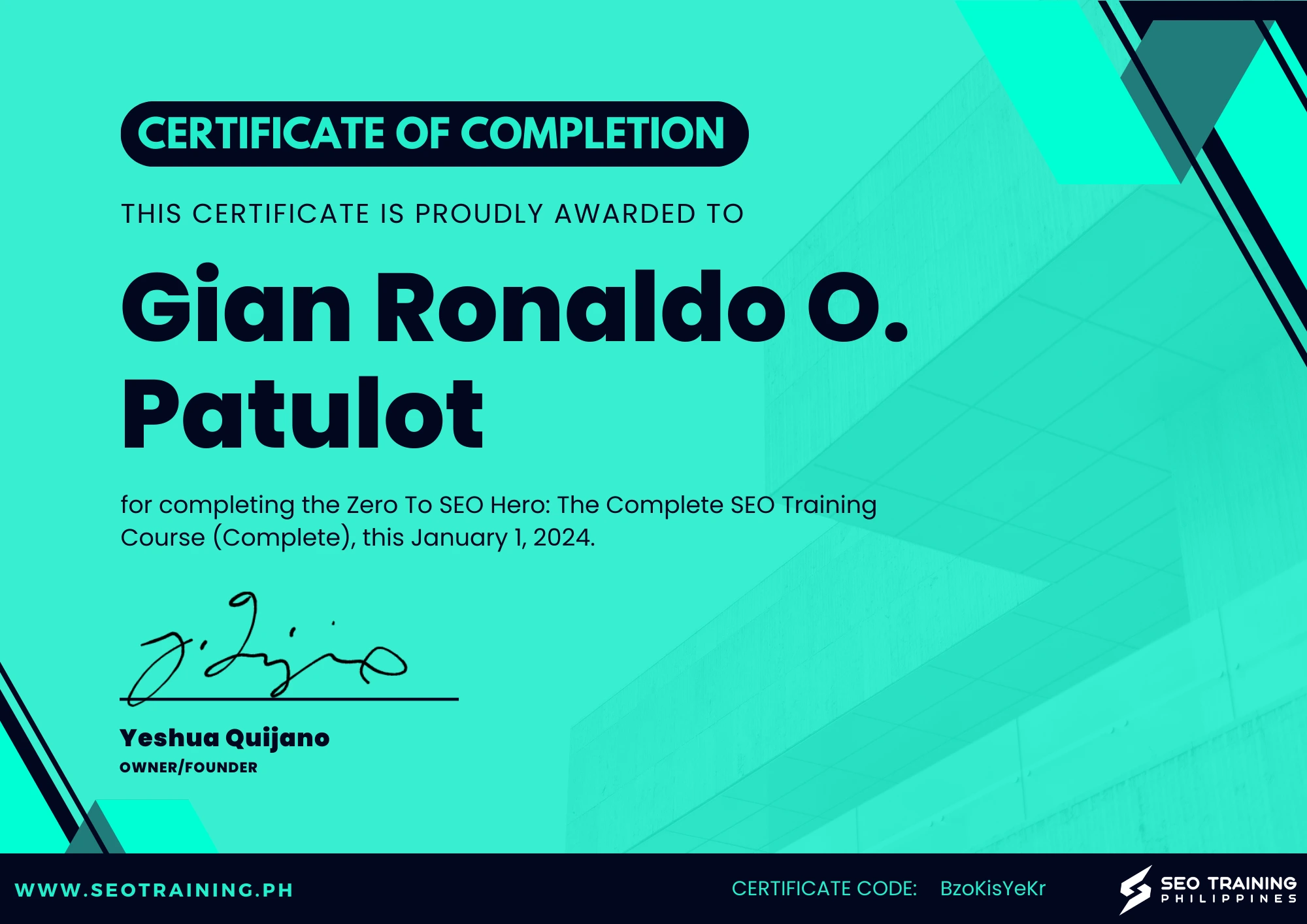SEO Training Philippines: Zero to Hero Certificate